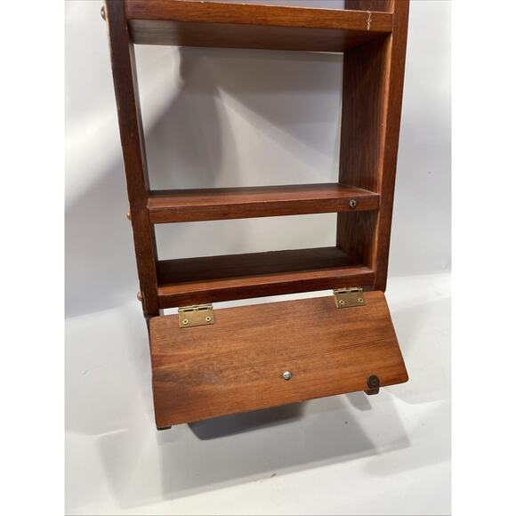 Vintage Rustic Farmhouse Primitive Pine Wood CD Book Shelf Display Curio Etagere - Picture 3 of 16